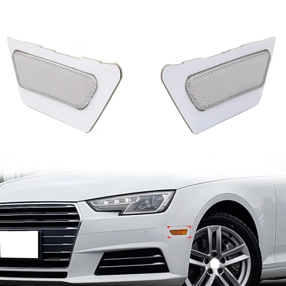 1Pcs White Front Bumper Reflector Side Marker Light For Audi A4 B9 2017-2019