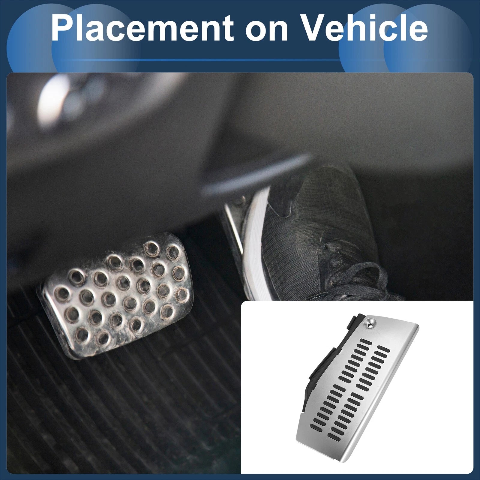Footrest Pedal Cover Silver Tone Replacement for Volkswagen Polo (2009–2017)