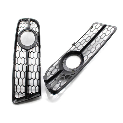 2X Honeycomb Lower Fog Light Grille for Audi A4 B7 S-Line S4 (2005–2008) Gloss Black