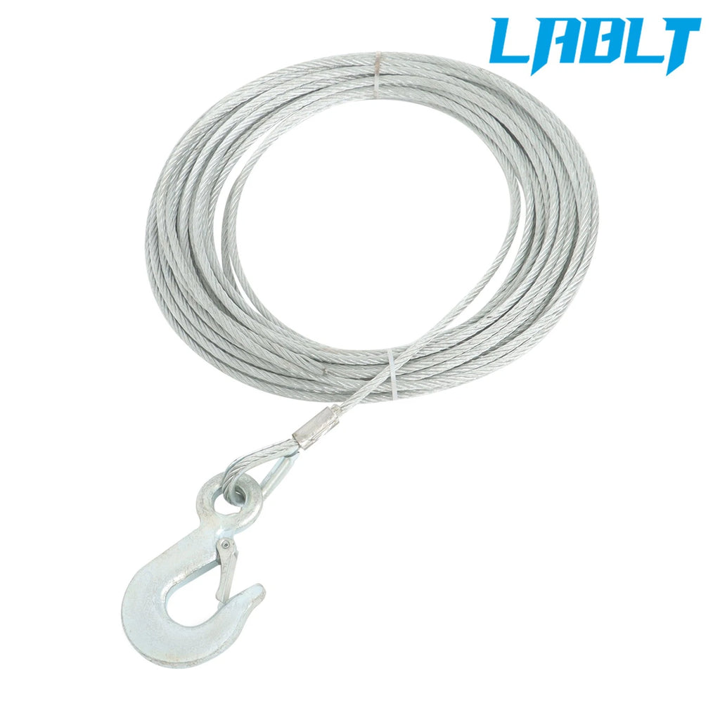 Winch Cable 3/16" × 50Ft Galvanized Steel 7 × 19 Strands + 1/4" Hook