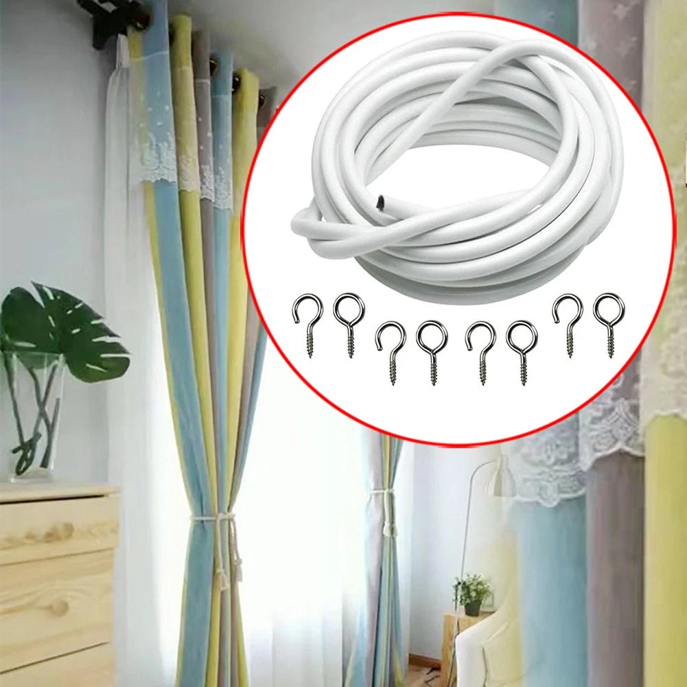 Net Curtain Wire for DIY Window Cord Cable with Hooks & Eyes
