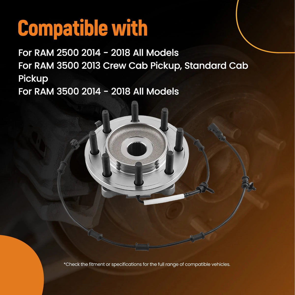 Front LH RH Wheel Bearings and Hubs for RAM 3500 (2014–2018) 68185437AC