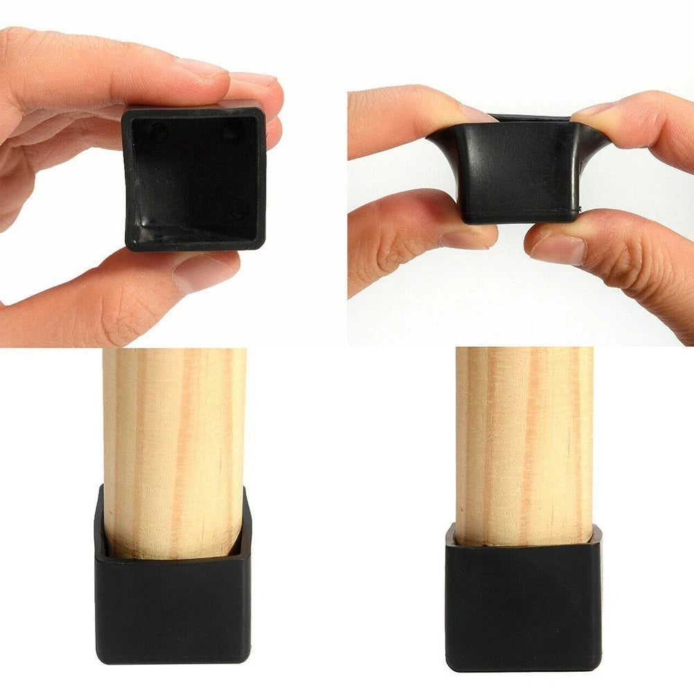 12X Chair Leg Caps for Square Tables - PVC Feet Protectors