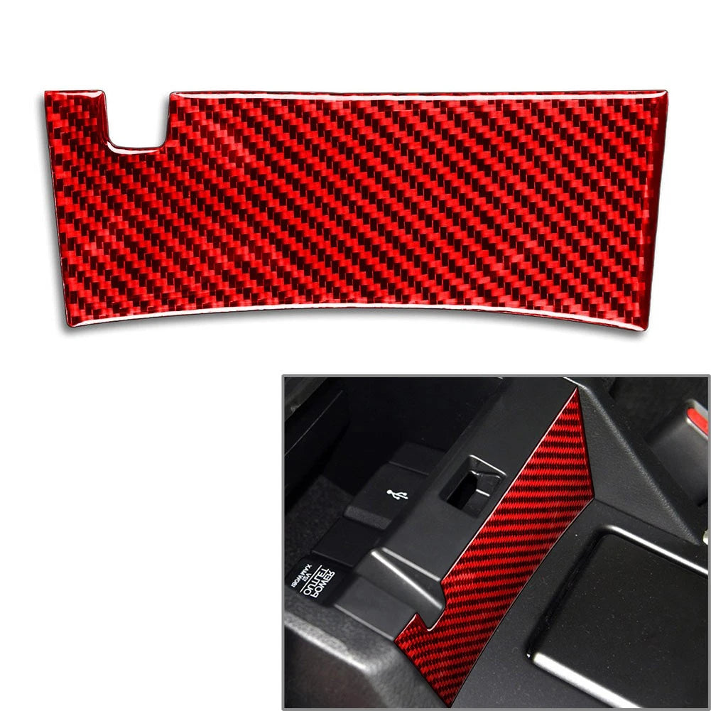 Red Carbon Fiber Central Armrest Lower Panel Cover Trim for Honda Accord (2013–2017)