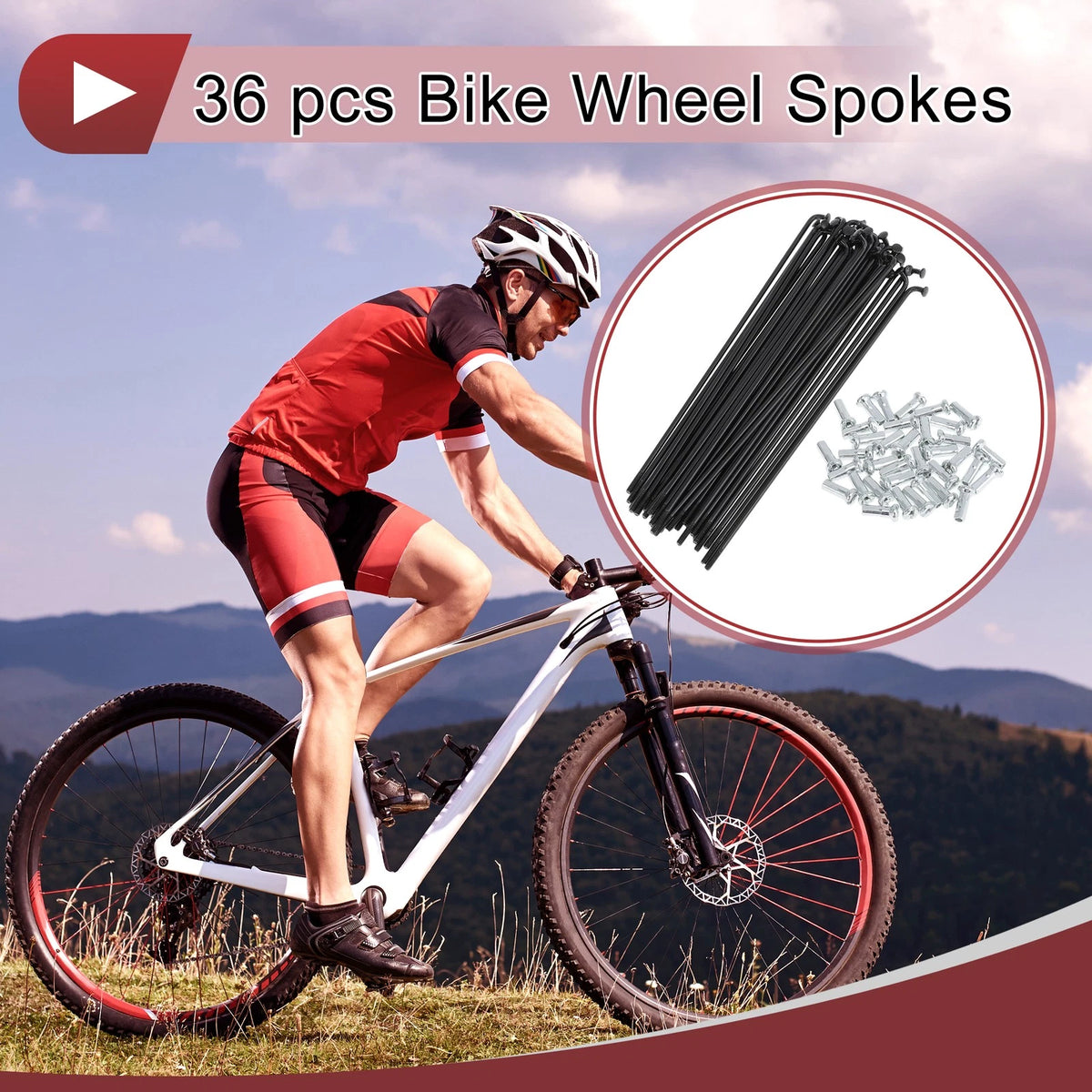 Bicycle Spokes Set 130mm Carbon Steel Black for 14G Wheel (Universal)