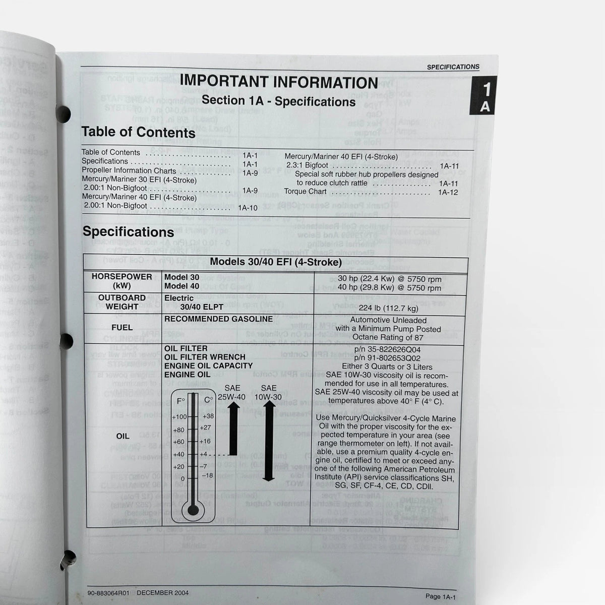 Electronic Fuel Injection Service Manual for Mercury 30/40 FourStroke (90-883064R01)