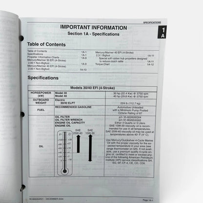 Electronic Fuel Injection Service Manual for Mercury 30/40 FourStroke (90-883064R01)