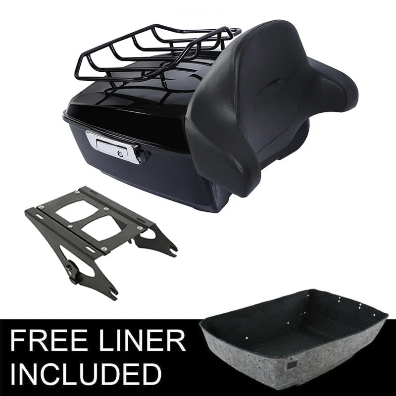 Black King Trunk Backrest Mount Rack for Harley Electra Glide (2014–2026)