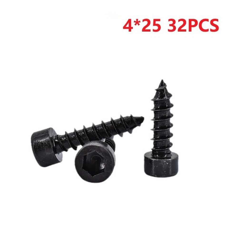 32pcs 25mm Hex Cap Head Self Tapping Screws Carbon Steel (Tools)