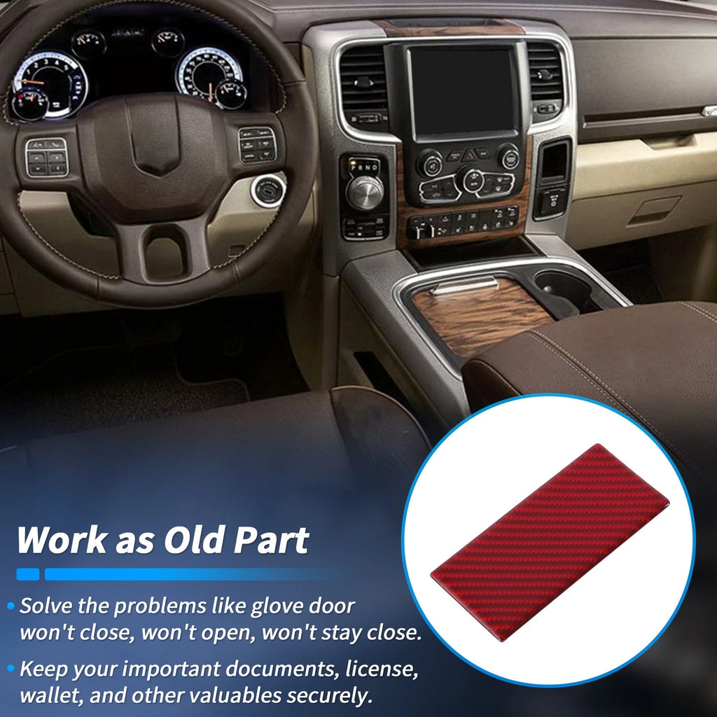 Glove Box Latch for RAM 1500 (2010–2017) Carbon Fiber Red Plastic