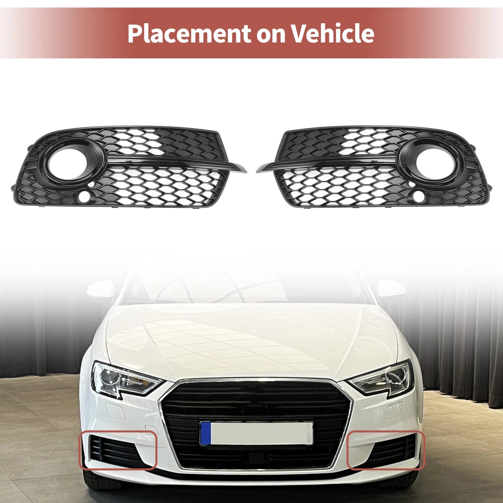 Front Fog Light Grill Pair Replacement for Audi Q5 S Line (2010–2017)