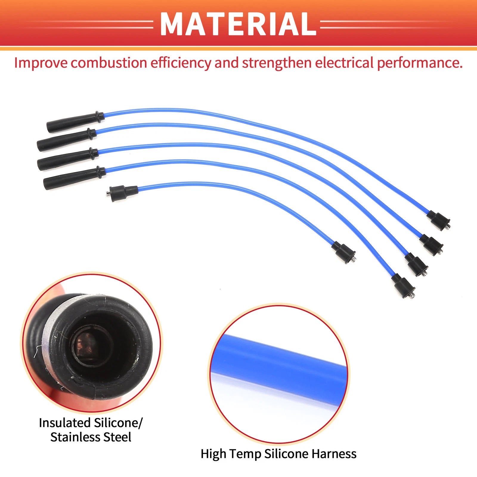 5 Pcs Spark Plug Wire Ignition Coil Cable for Suzuki Samurai (1988–2004)