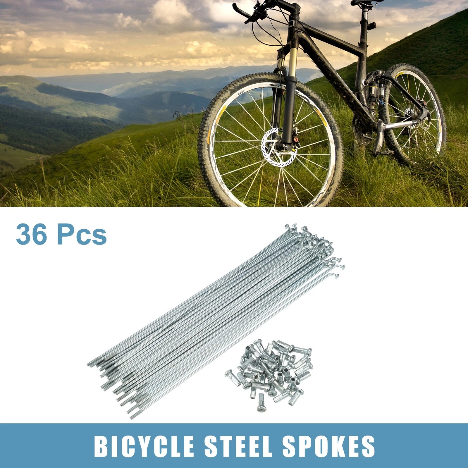 14G J Bend Spoke Set with Nipples 172mm for 26 inch Bicycle Wheels (—)