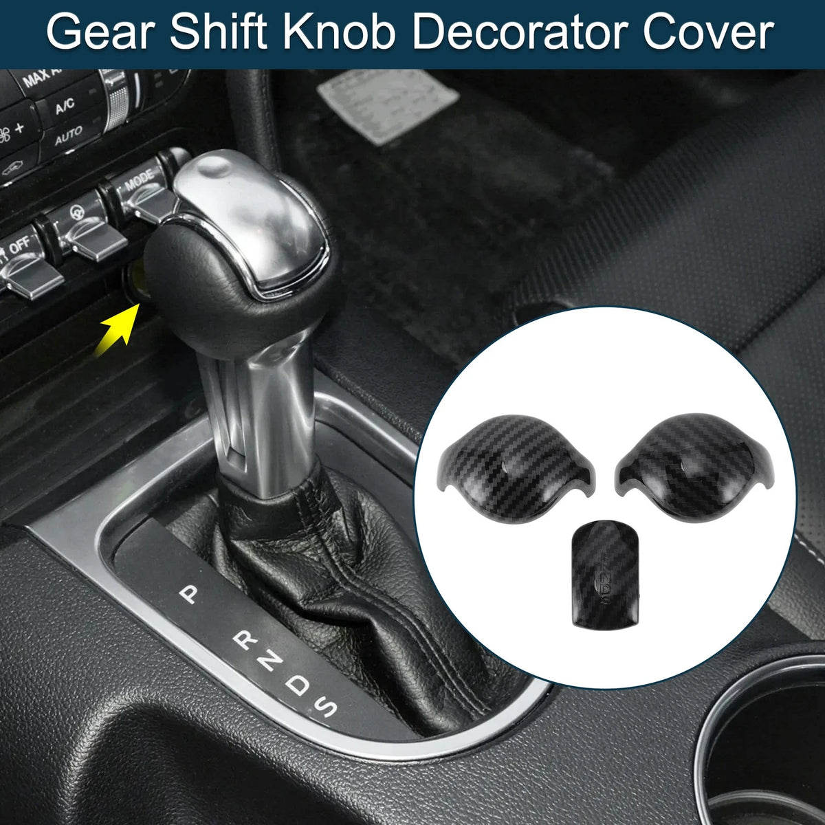 Gear Shift Knob Cover for Ford Mustang (2015–2023) Black