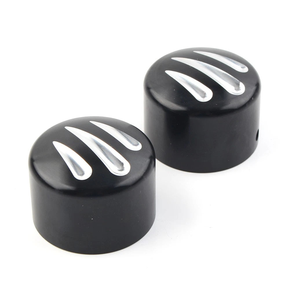 Black Front Cut Axle Nut Cap Covers for Harley Softail Touring (2018–2023)