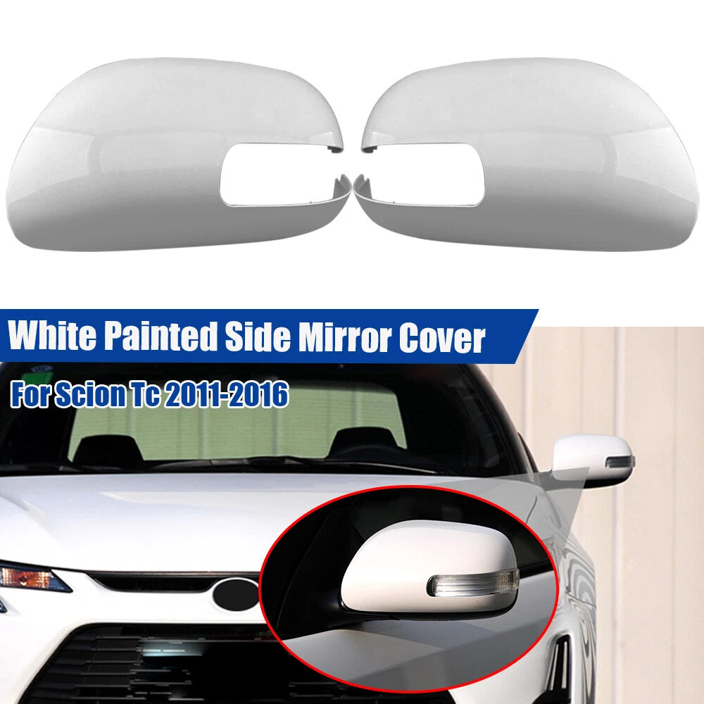 Pair Side Mirror Cover Cap Trim for Scion TC (2011–2016) White Painted