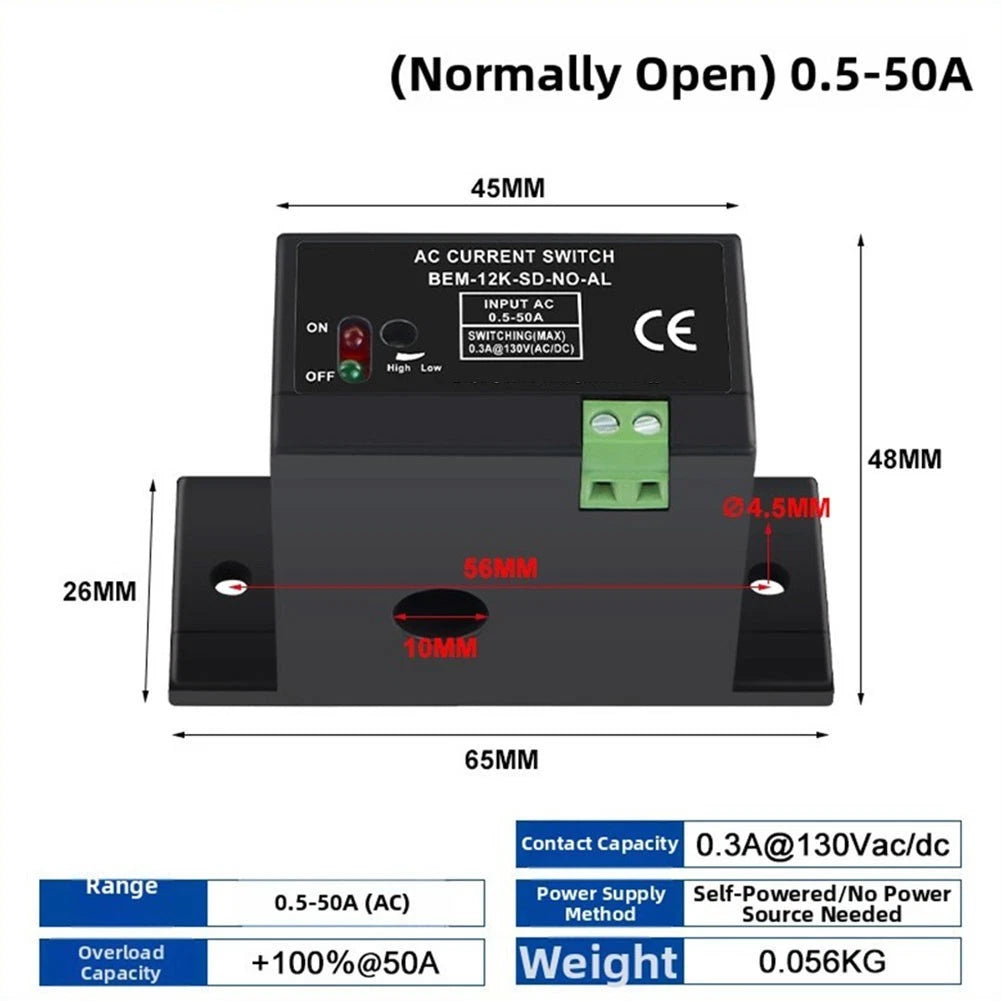 AC Current Sensor Switch Relay for Various Applications (0.2A-200A)