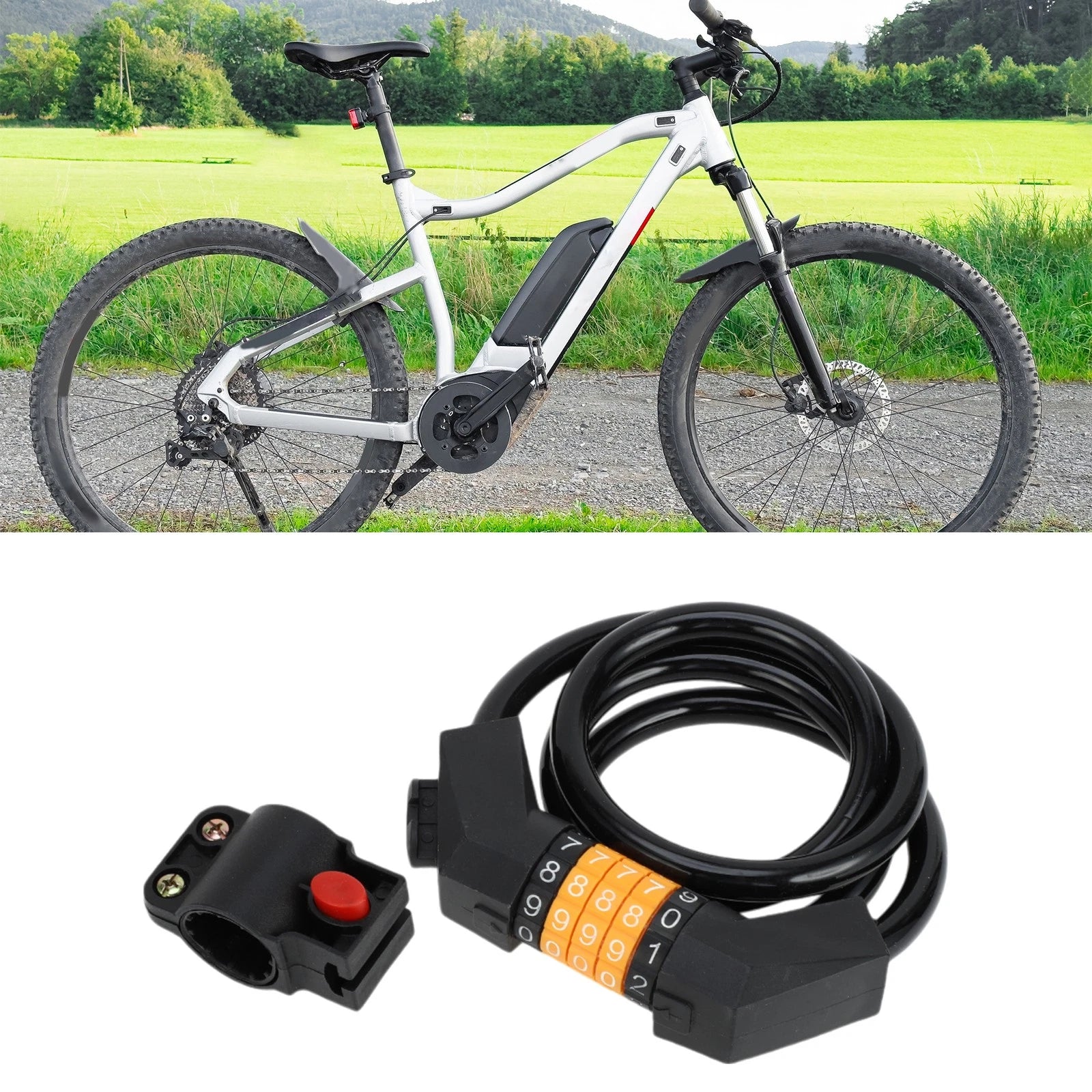 Bike Lock Extended Bicycle Padlock Resettable 5 Digit for All Bikes (One Size)