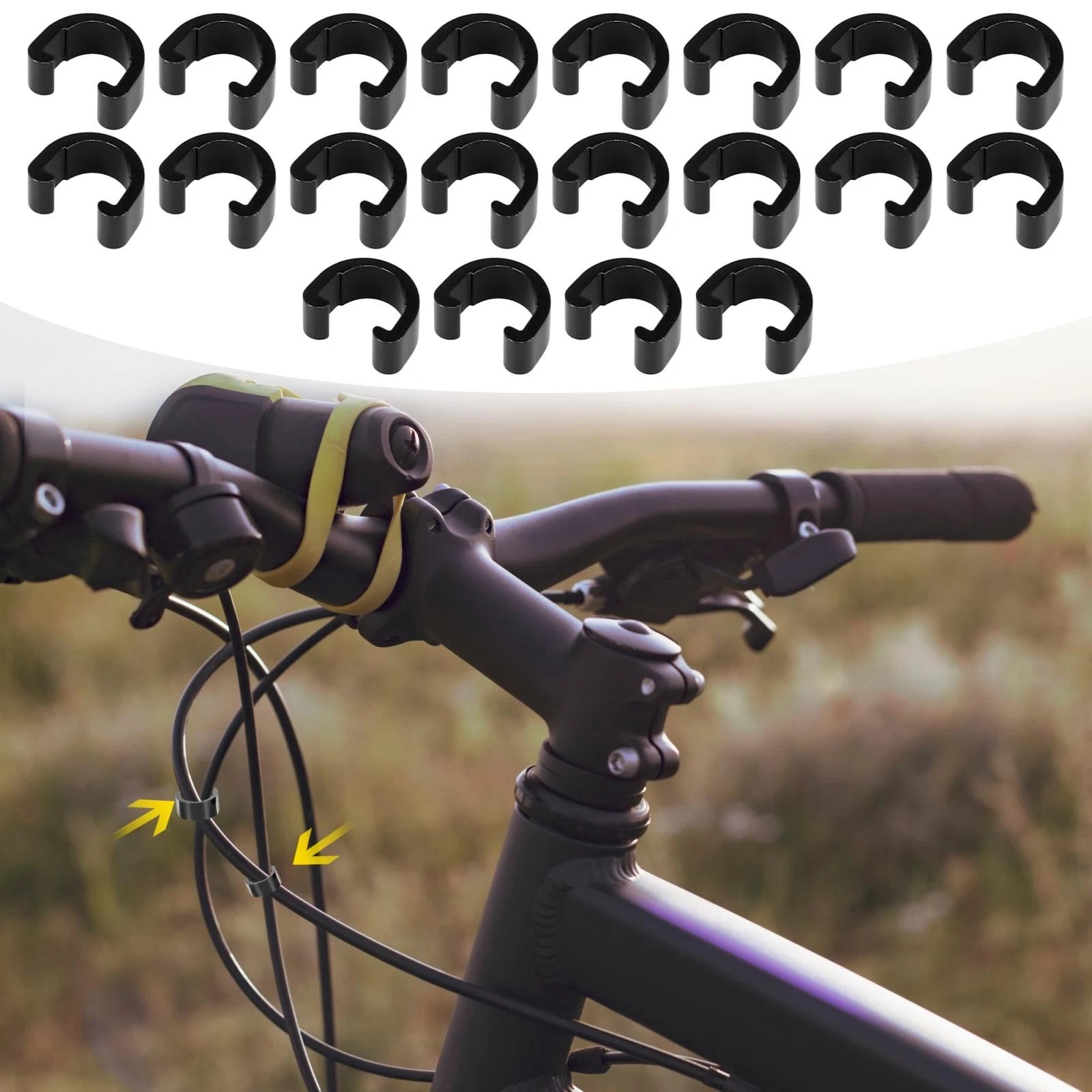 Brake Cable Clip C Style Clamp Set for Mountain Bike (20-Pack)