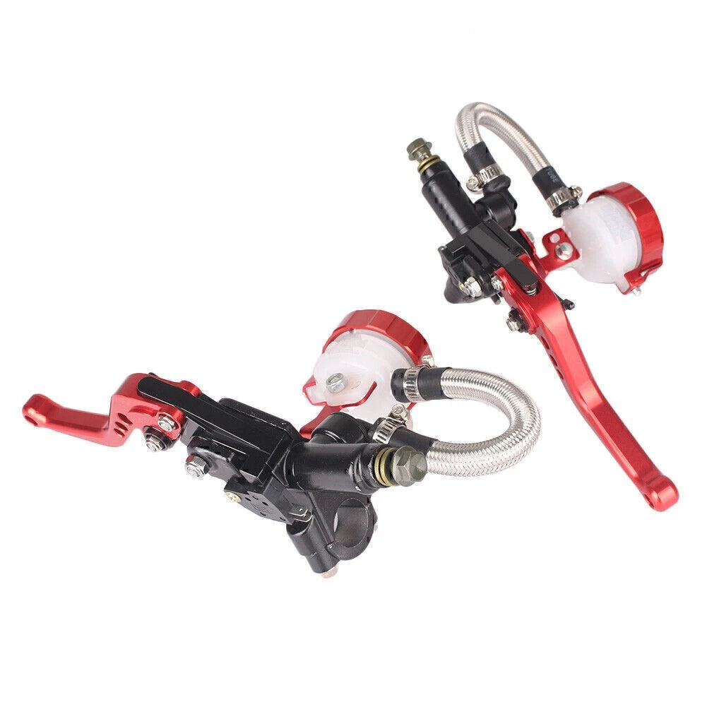 Universal Red Clutch Brake Levers Master Cylinder Reservoir 7/8"