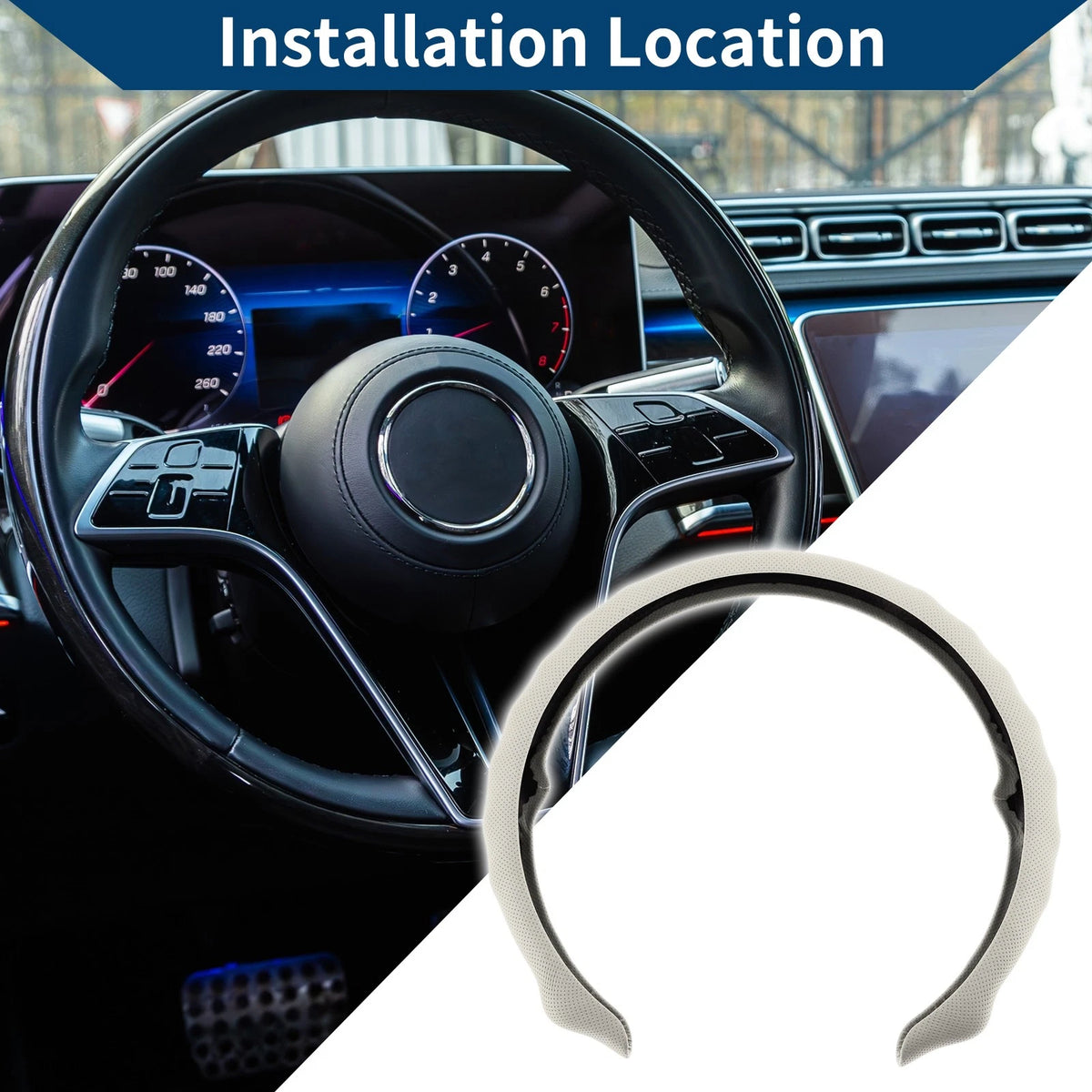 Steering Wheel Cover for - 14.96" White ABS
