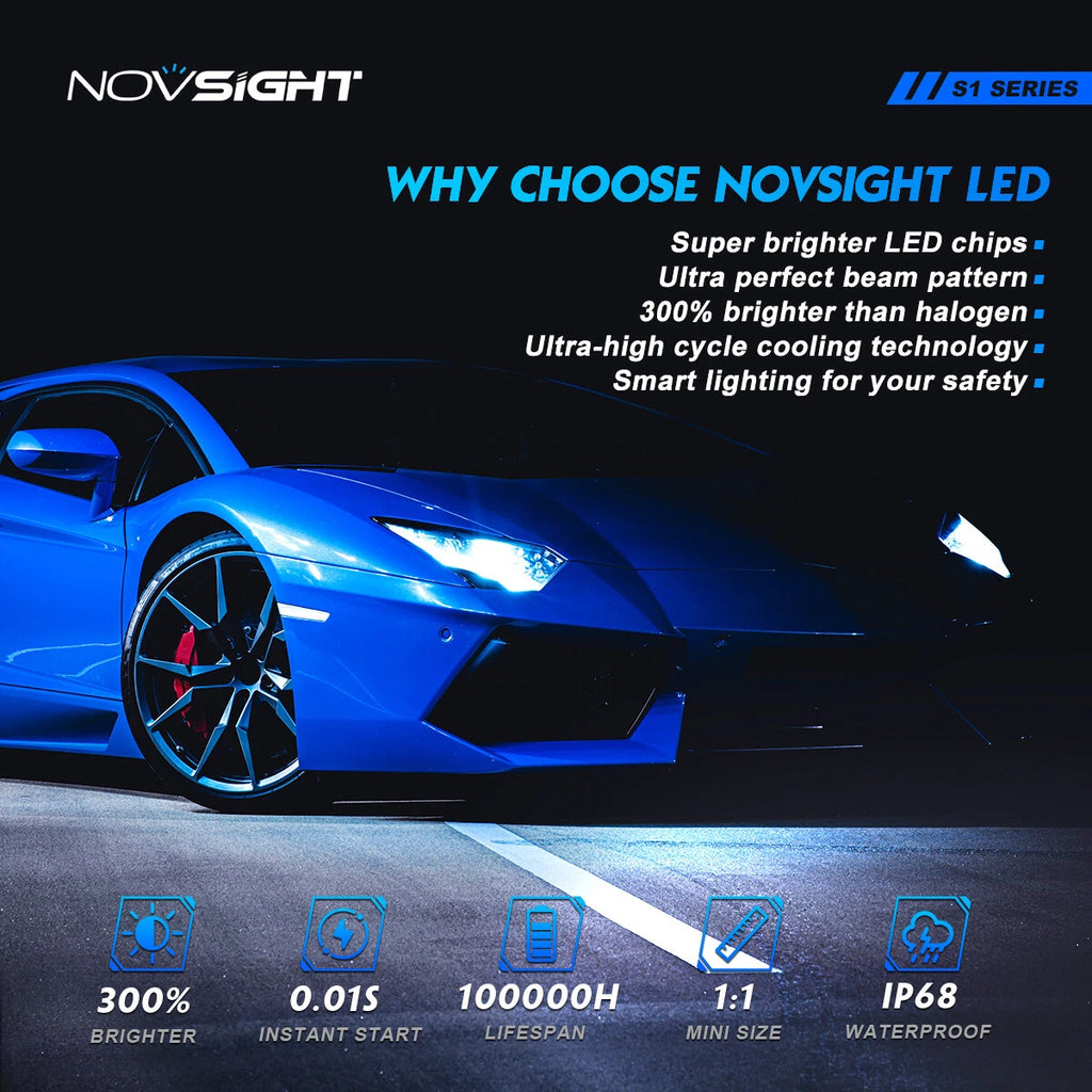 2X HB4 9006 LED Headlight Conversion Bulbs 9000LM for NOVSIGHT