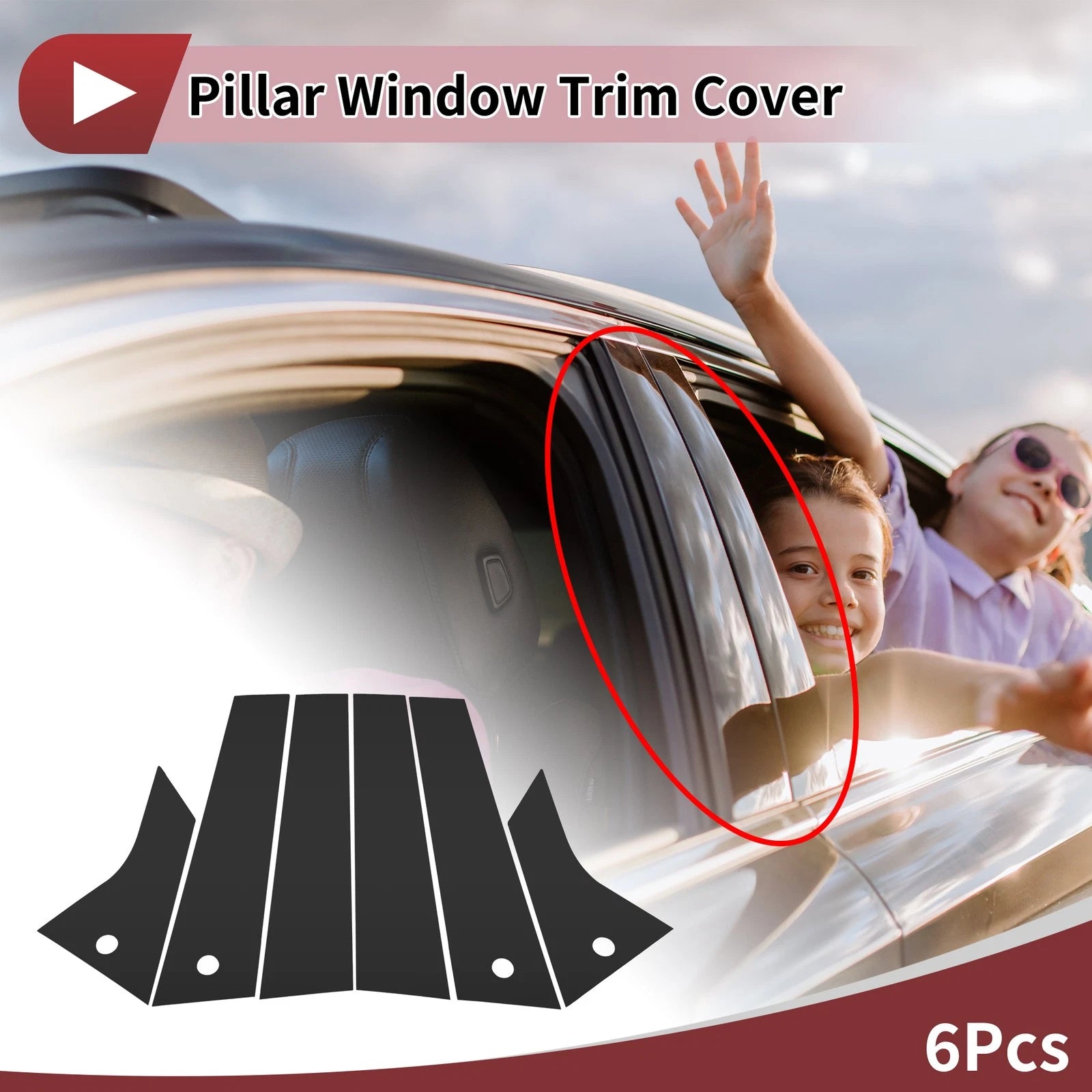 Door Pillar Window Trim for Ford Mustang Mach-E (2021–2022) Black