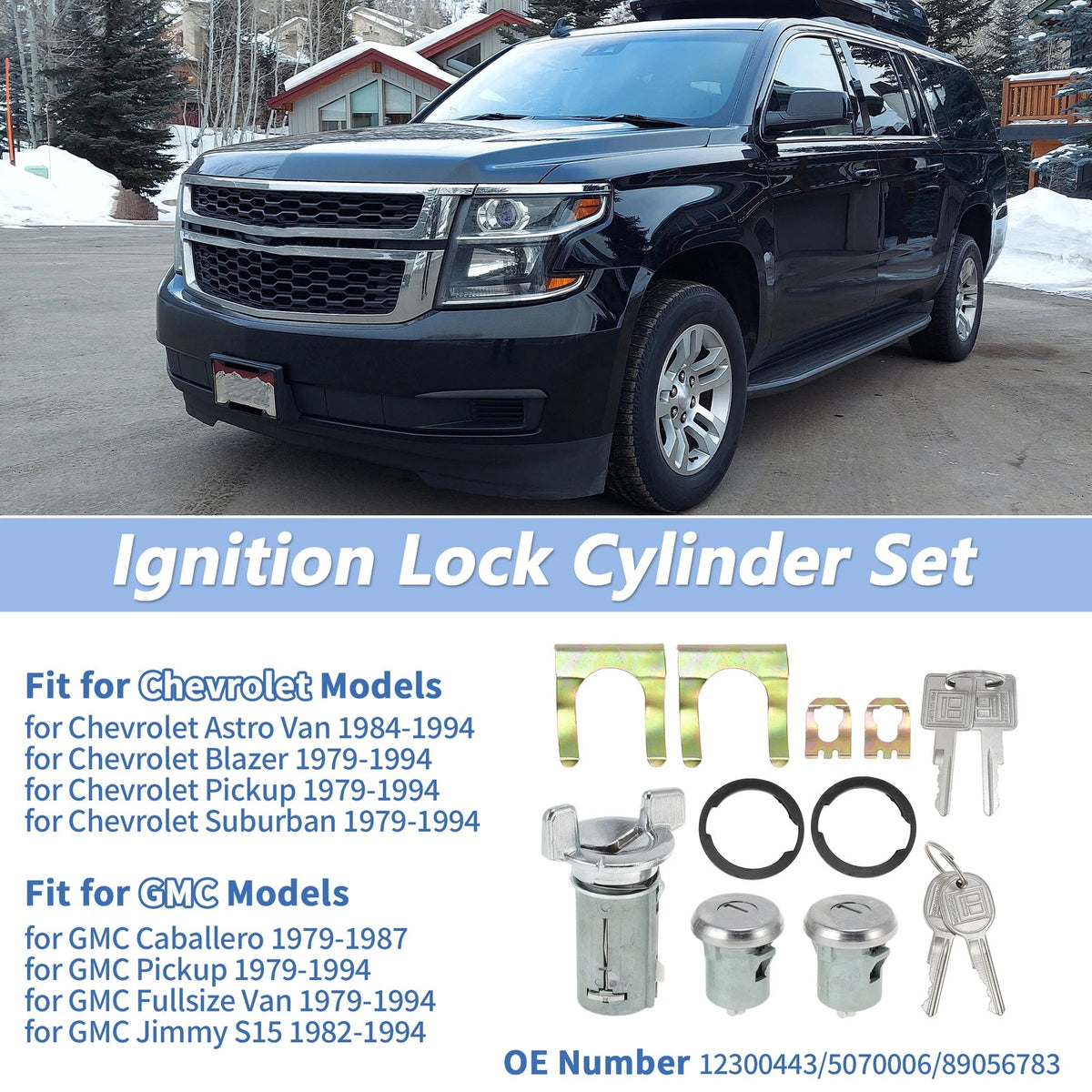 Ignition Lock Cylinder with Door Lock Replacement for Chevy Suburban (1979–1994)