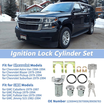 Ignition Lock Cylinder with Door Lock Replacement for Chevy Suburban (1979–1994)