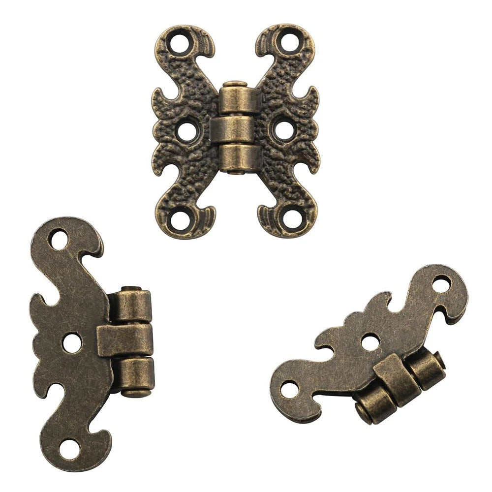6x Antique Bronze Mini Folding Hinges for Jewelry Box Toolbox Decor