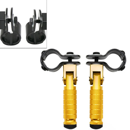 2X Gold Motorcycle Folding Rear Footpeg Kit for Universal Models (30mm-32mm)