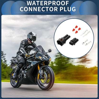2 Pin Waterproof Connector Plug for Kawasaki Suzuki Motorcycle (1 Set) Black