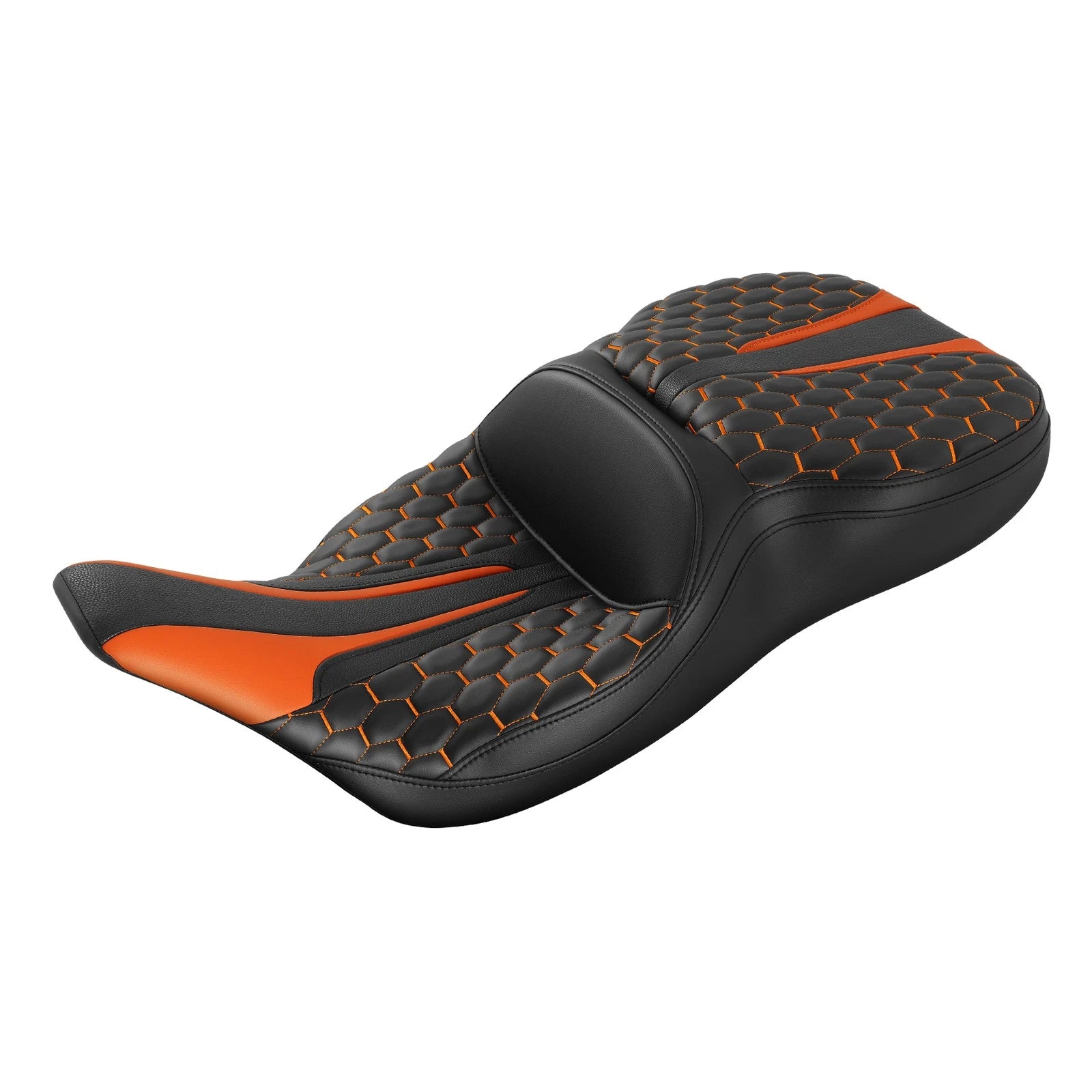 Driver Passenger Seat for Harley Electra Road Glide (1997–2007) Black Orange