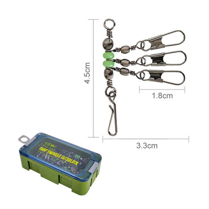 20pcs Luminous Silicone Strip Fishing Swivels with Solid Ring and Snap