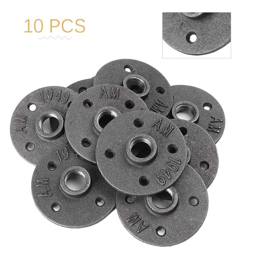 Set of 10 Malleable Iron Threaded Floor Flange Pipe Fittings 4-Holes