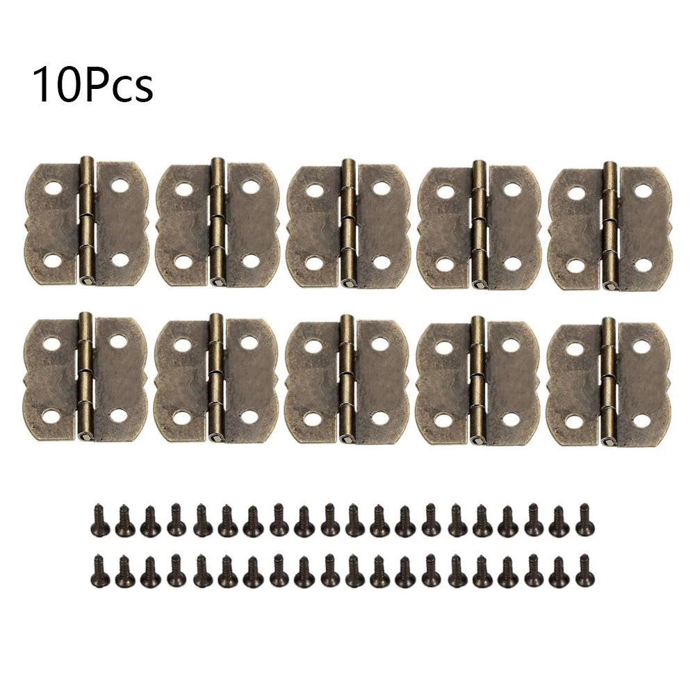 10pcs Antique Bronze Cabinet Hinges for Jewelry Chest Wooden Box (30mm x 25mm)