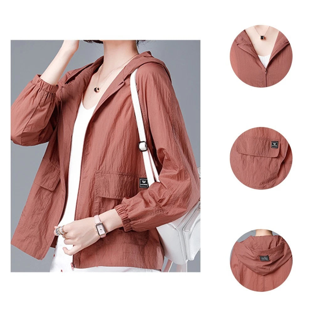 2X Plus Size Long Sleeve Sunscreen Jacket for Women