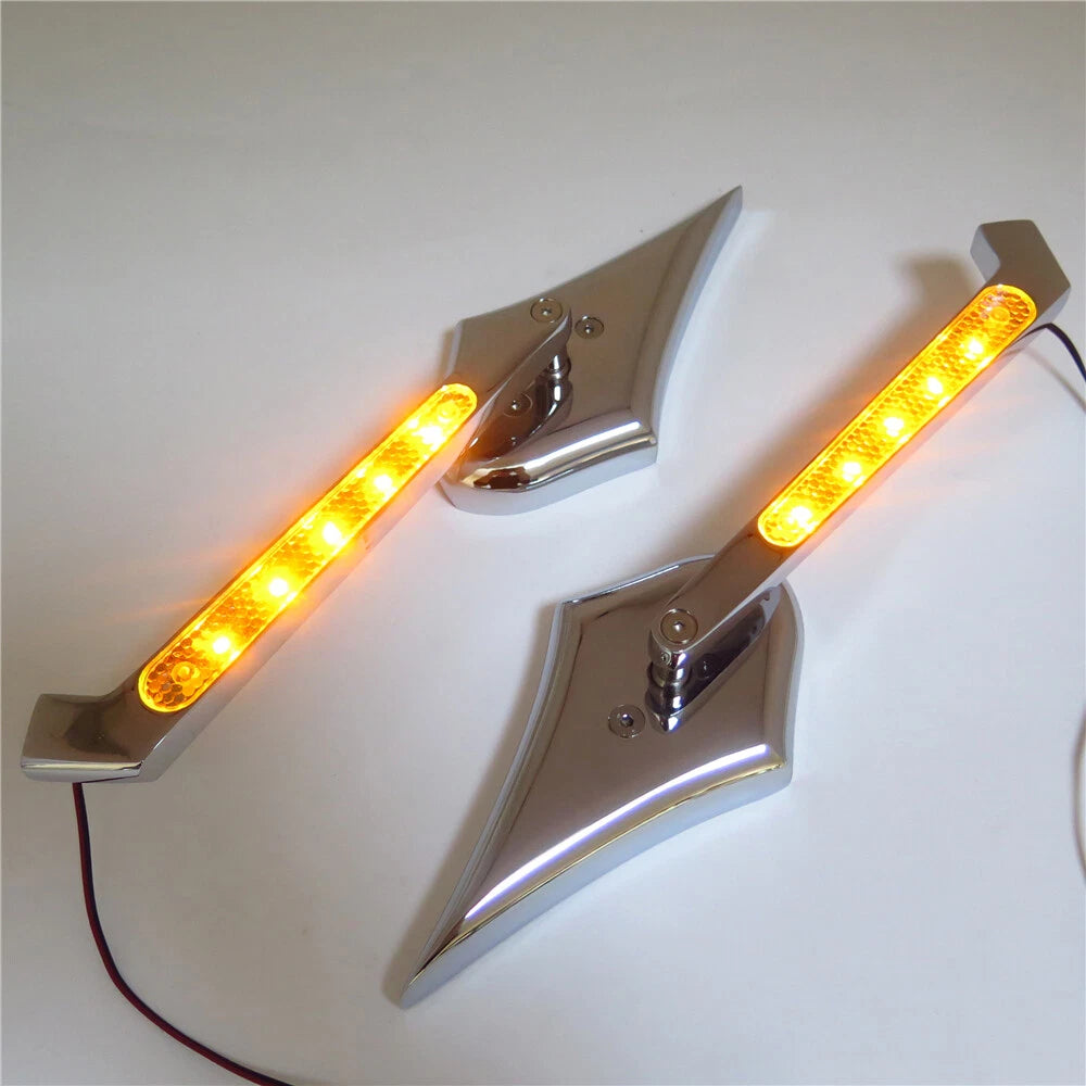 Spike Diamond LED Turn Signal Integrate Mirror for Honda Kawasaki Suzuki (All)