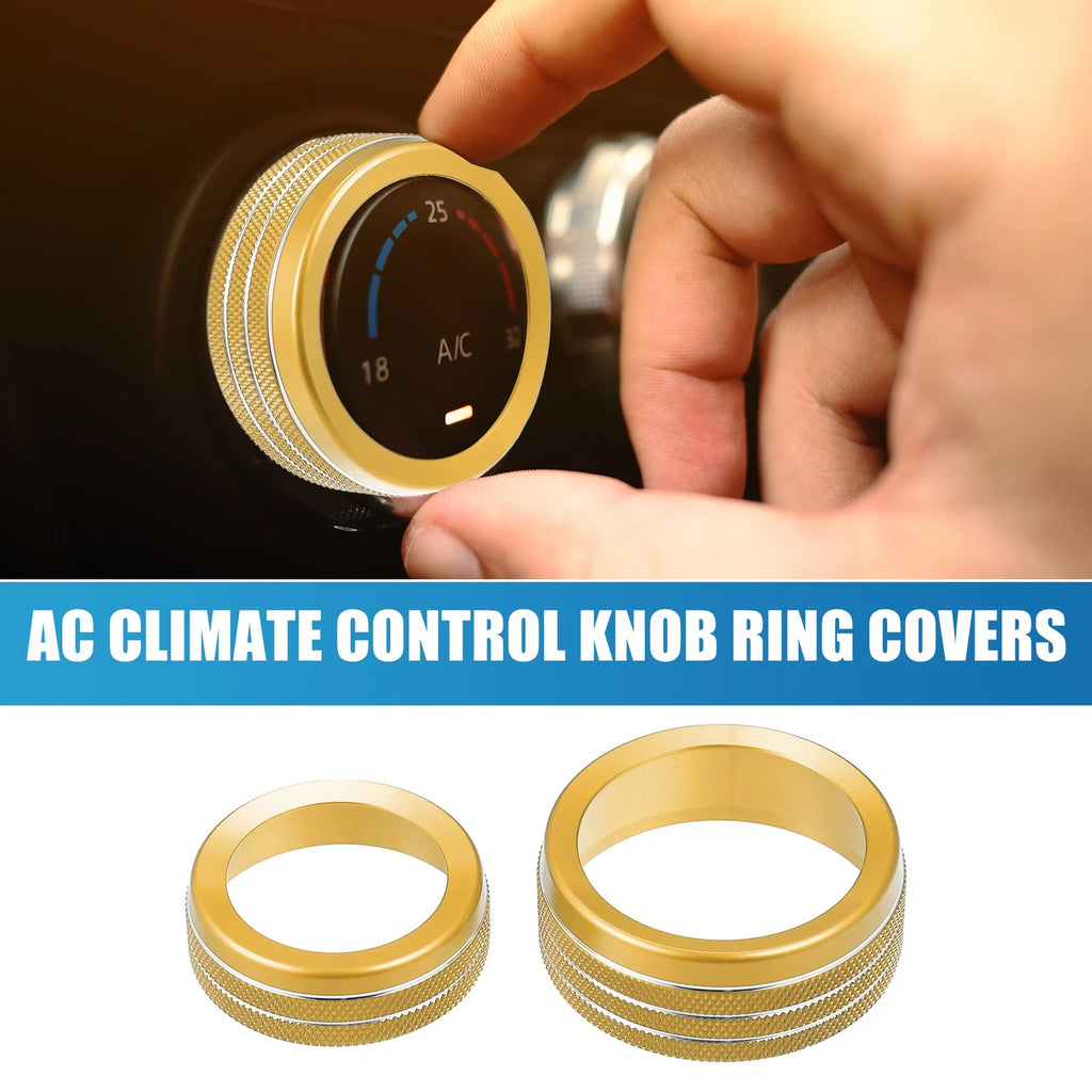AC Radio Switch Knob Cover Decal Gold Tone for Dodge Durango (2014–2020)