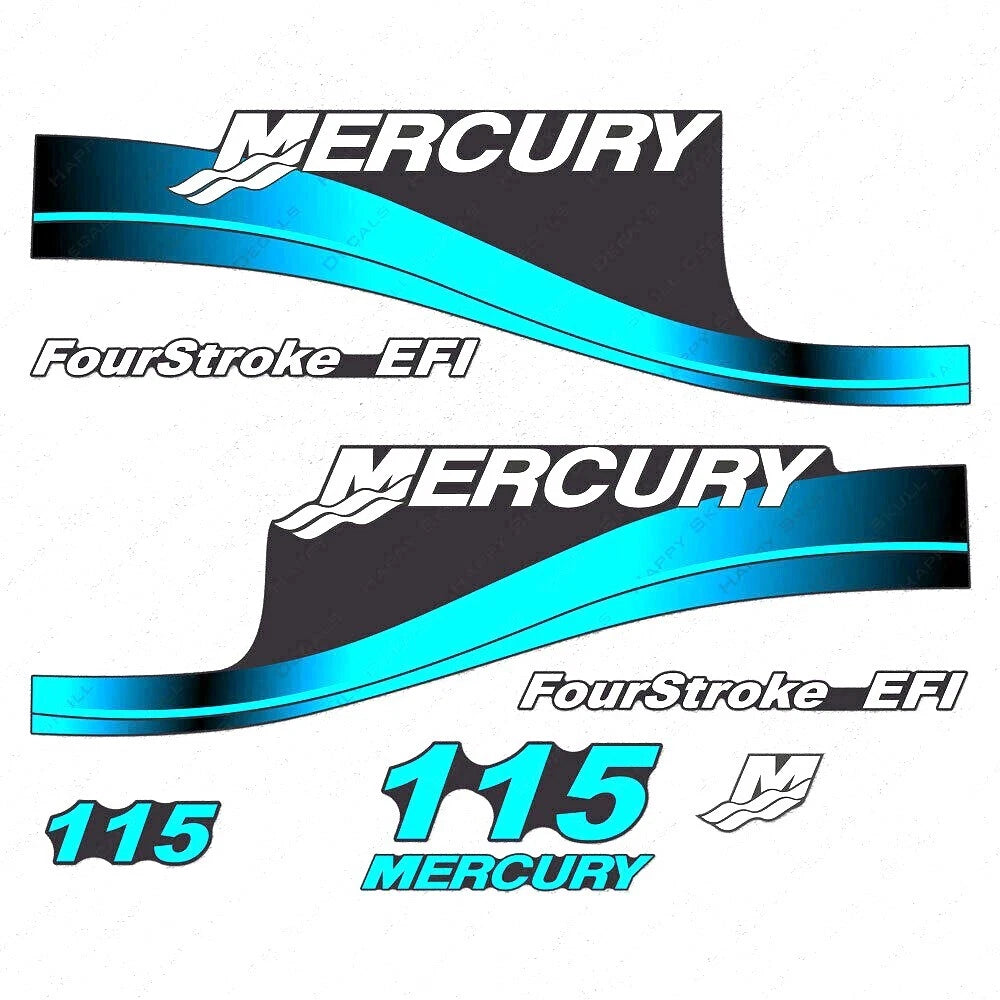 Set of 2 Decals for Mercury 115 hp Outboard (Reproduction, 881649A01)