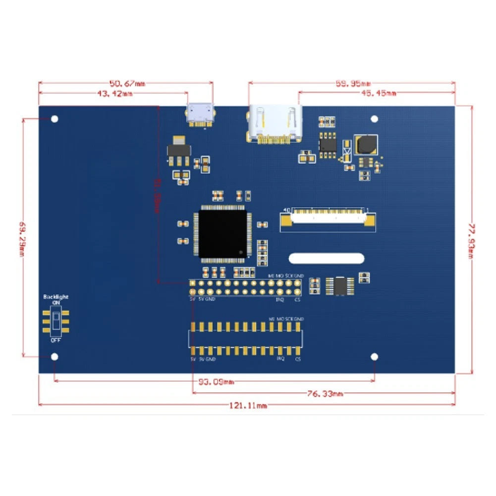 5 Inch LCD Touch Screen for Raspberry Pi 1 2 3 (800x480)