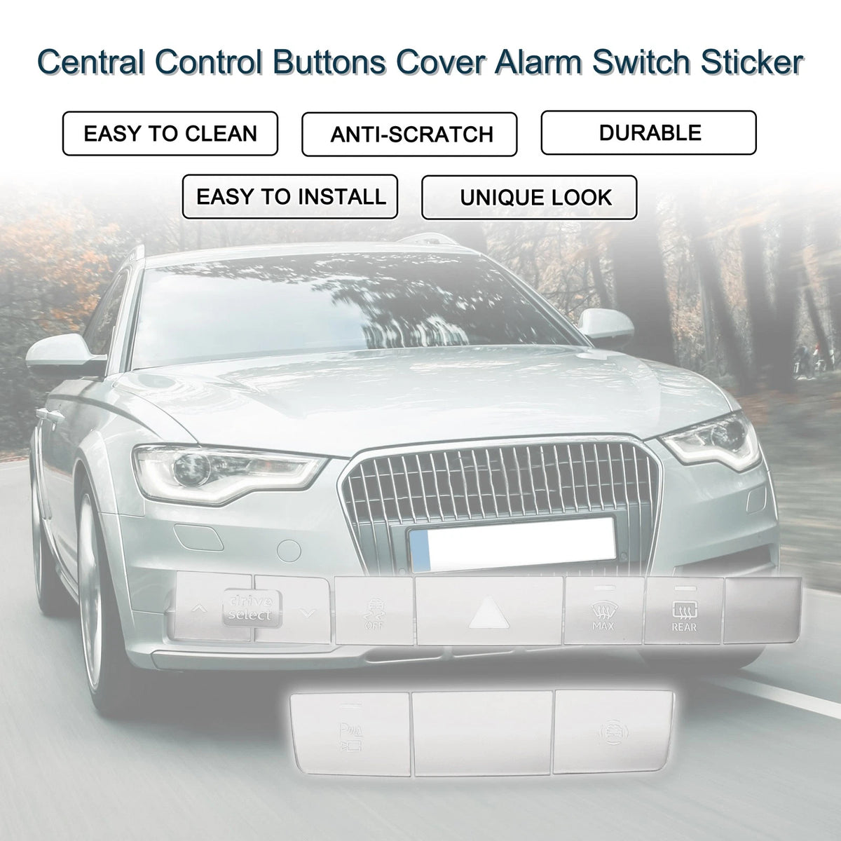 Central Control Buttons Cover Alarm Switch Replacement for Audi A6 A7 (2012–2022)