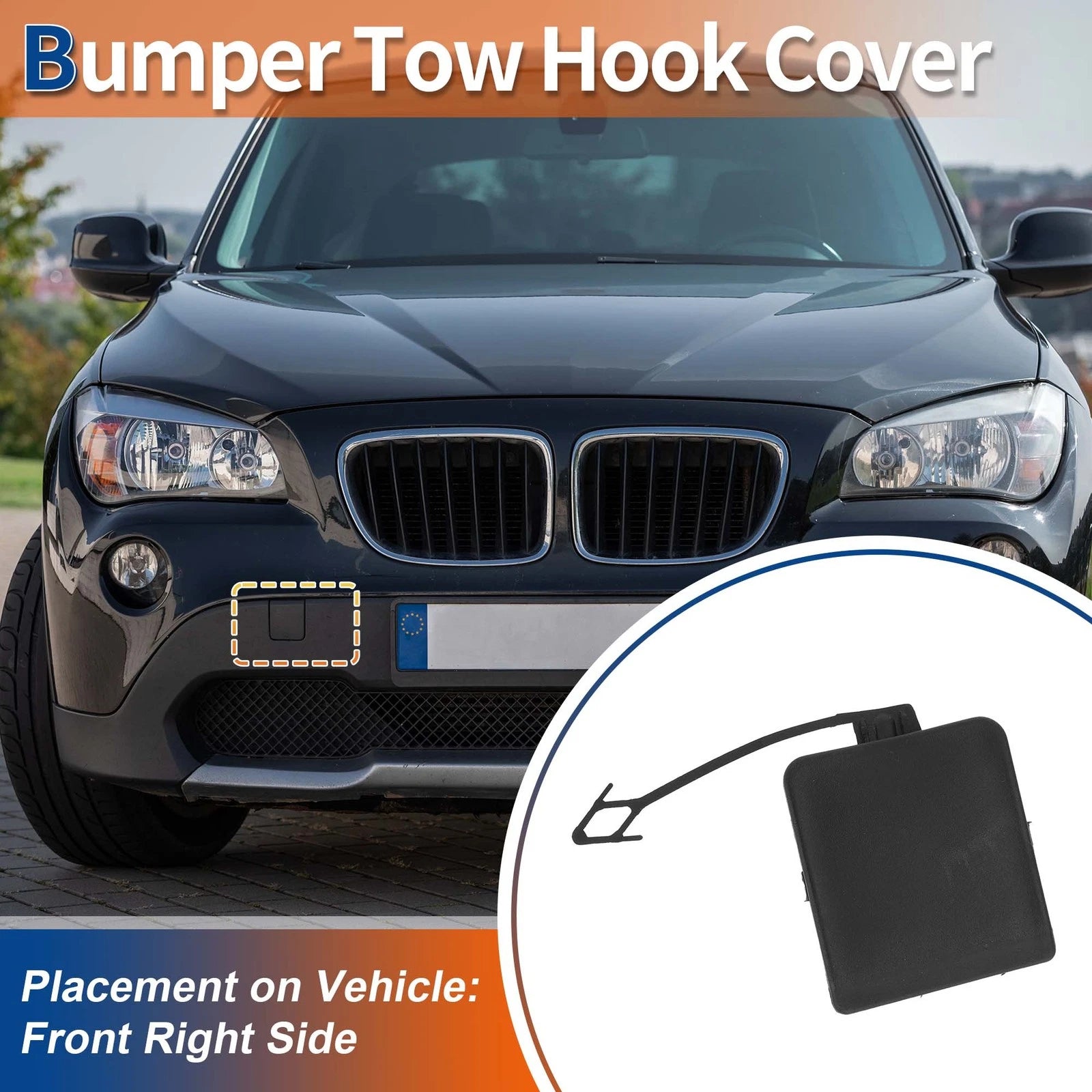 Front Tow Hook Cap Cover for BMW X1 E84 2009–2012 Unpainted Replacement