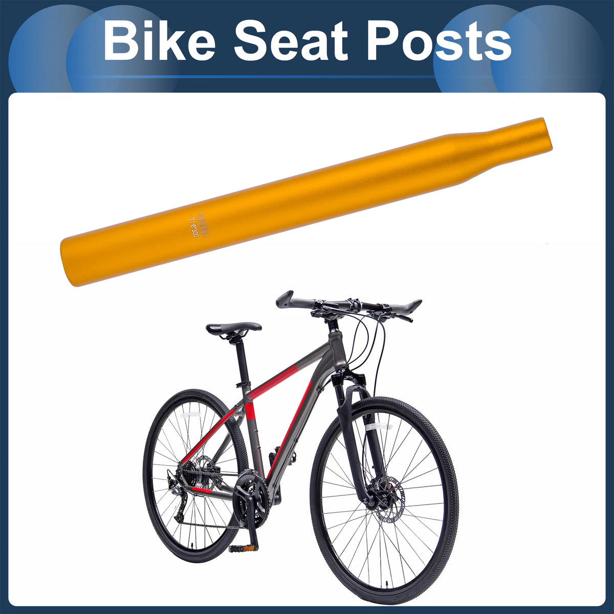 31.6mm Bike Seat Post for (Aluminum Alloy, Gold Tone)