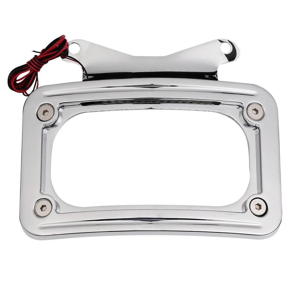 Curved Laydown License Plate Mount Frame Light for Harley Road King (2004–2023)