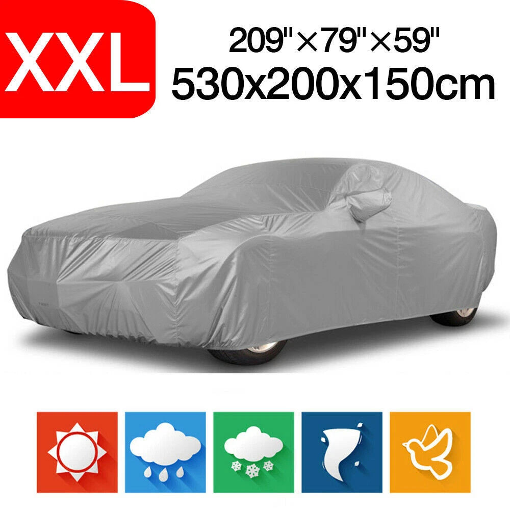 Universal Fit Waterproof Car Cover for Outdoor Use (209" x 79" x 59")