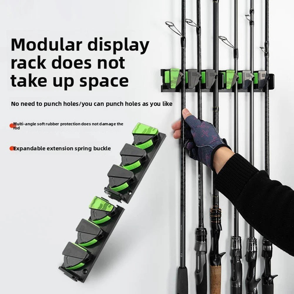 Fishing Pole Rack Wall Mount Adjustable for Garage Rods (Fits All Sizes)