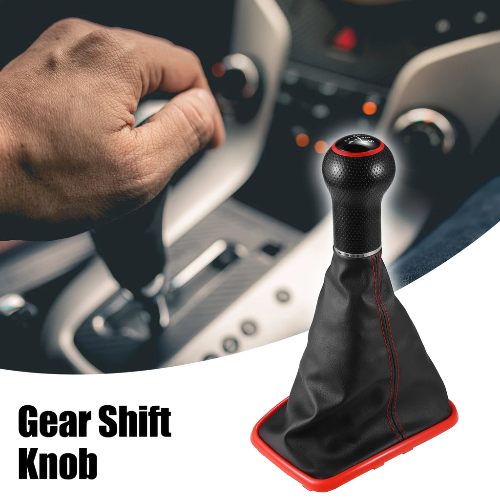 5 Speed Gear Shift Knob Boot with Red Base for Volkswagen Golf (1998–2006)