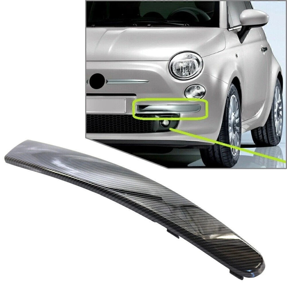 Front Left Side Bumper Moulding Trim for FIAT 500 (2007–2015) ABS Carbon Look