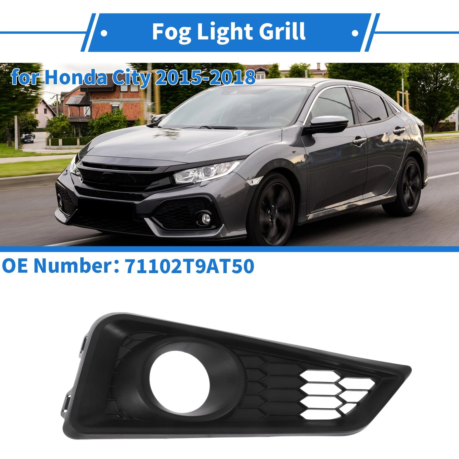 Front Right Fog Light Grill Replacement for Honda City (2015–2018)